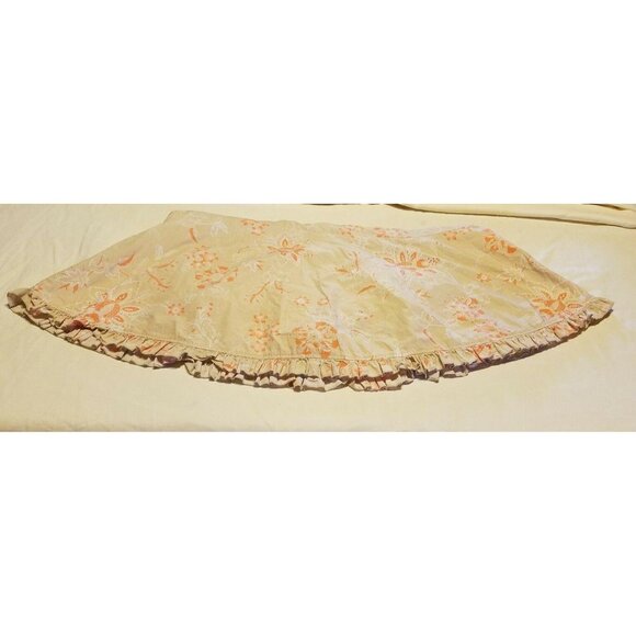 Worthington Skirt Size 4 Tan Cream Orange Tiered Floral Flare Ruffle - Picture 5 of 6